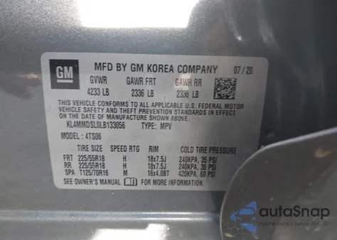 2020 Buick Encore Gx Fwd Select z USA, uszkodzony, nr VIN KL4MMDSL0LB133056